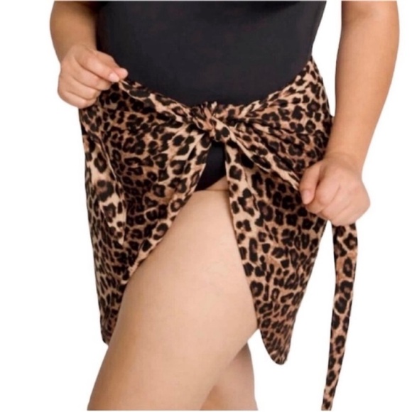 GOOD AMERICAN Leopard Swim Sarong Cover Up NEW - Picture 2 of 7